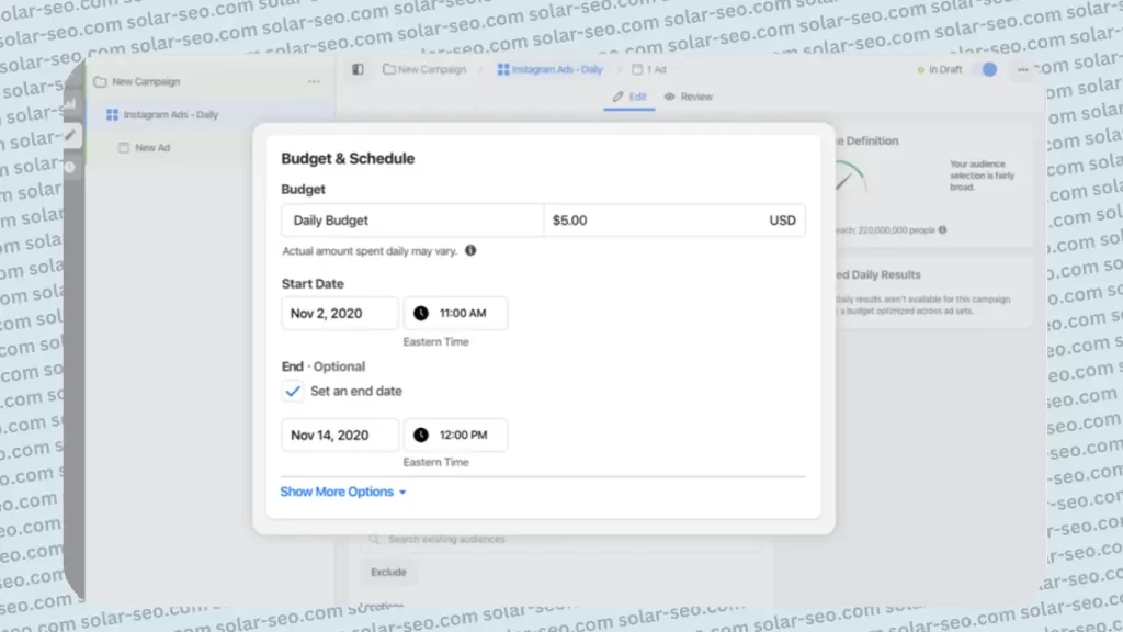 Setting up Ad Budget for Solar Ads