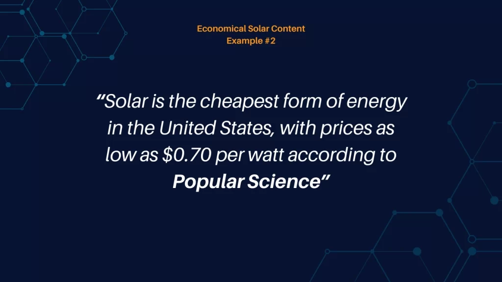 Economical Solar Business Content