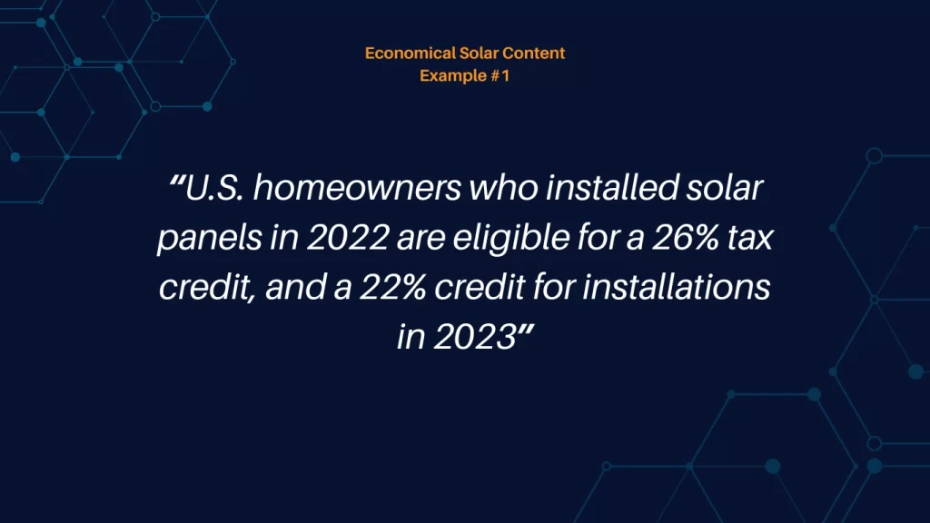Economical Solar Content